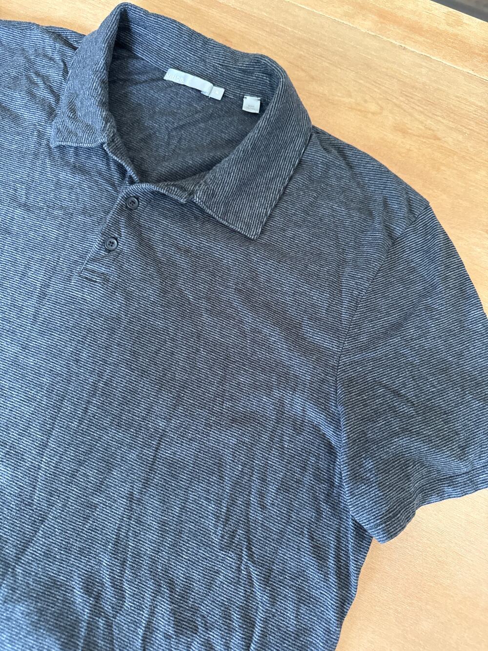Vince men's polo shirt XL heather gray cotton-modal blend Made in peru